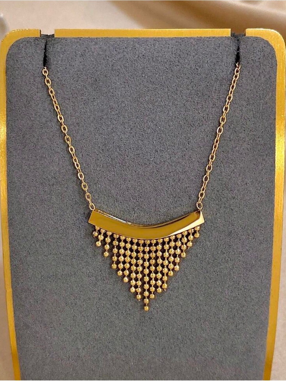 18K Gold Plated Tassel Fringe Necklace Statement Pendant Jewelry